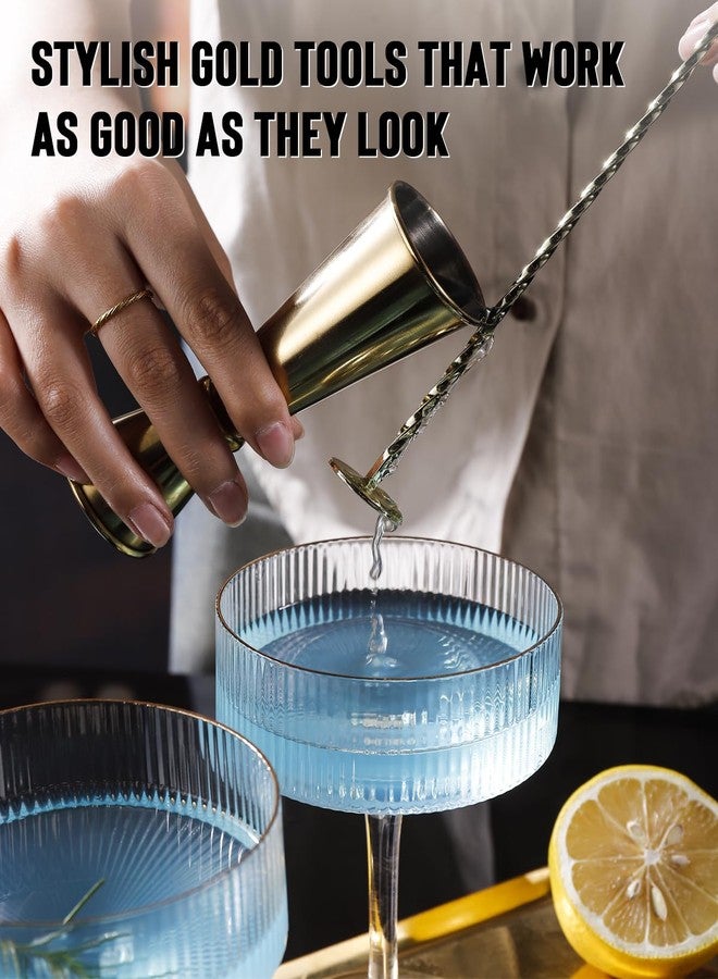 Physkoa Glass Cocktail Shaker Set with Built-in Strainer - 16oz Thickened Pineapple Glass Gold Shaker Set, Gold Jigger & Bar Spoon with Muddler for Home Bar/Trolley Décor/Margaritas/Martinis - Image 4